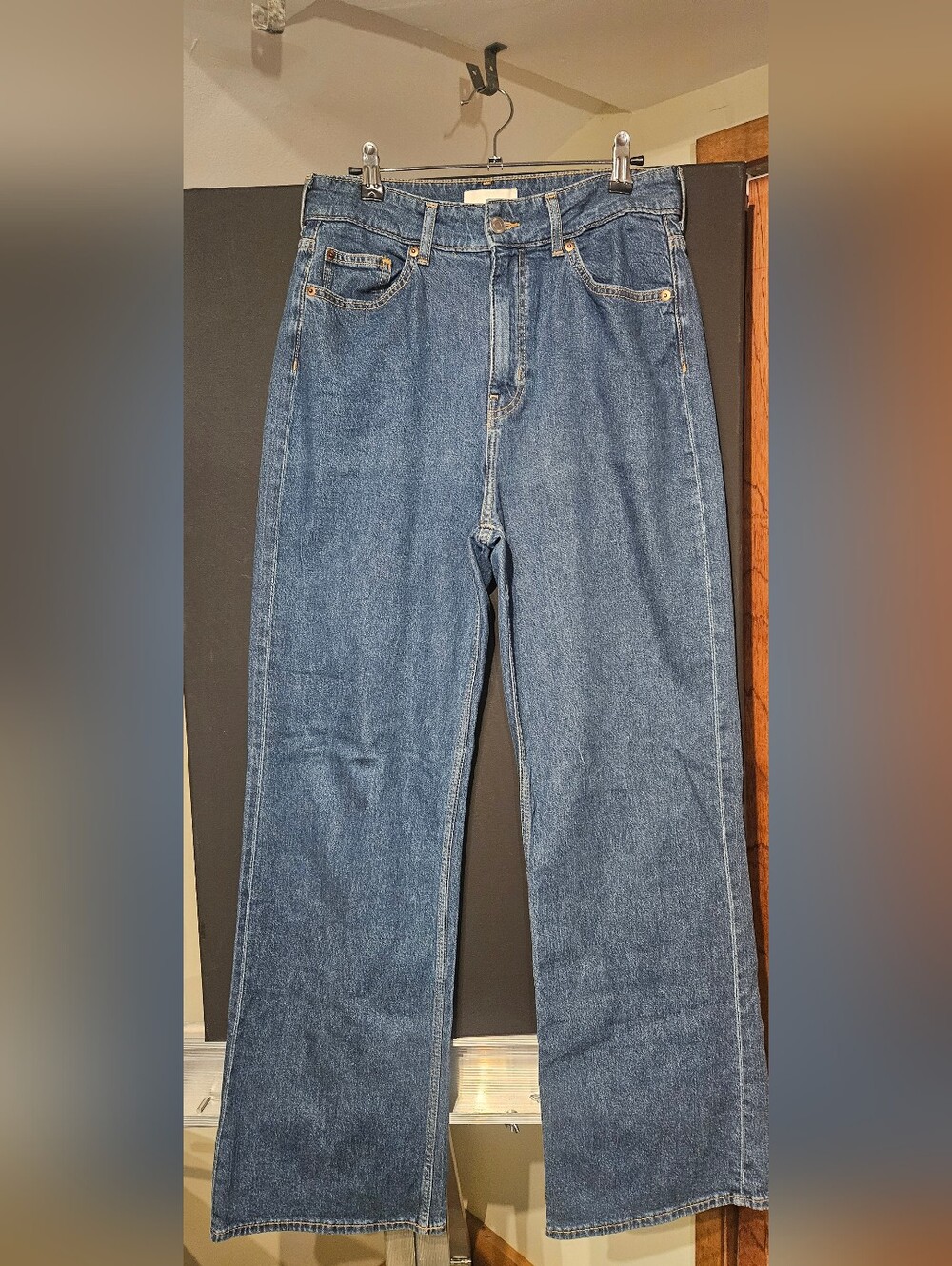 H&M Women's Dark Blue Straight-Leg Jeans